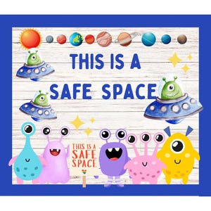 Alien Bulletin Board Printable, Space Bulletin Board, Outer Space Bulletin Board, Safe Space Bulletin Board, Welcome Back Bulletin Board