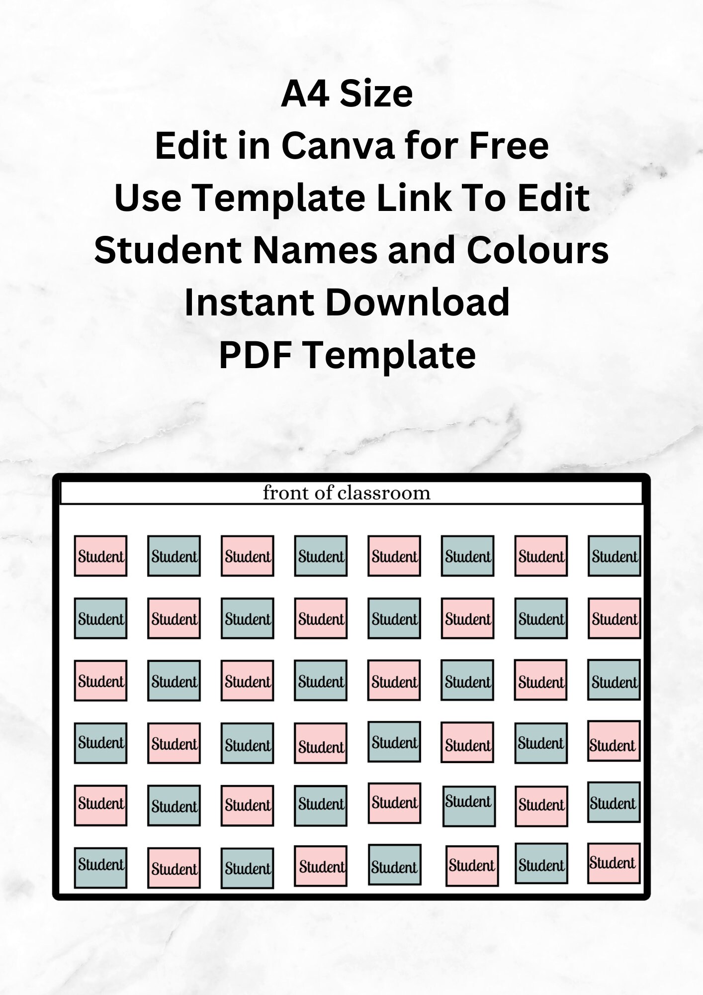 Classroom Seating Chart Template, Editable Seating Chart, Teacher