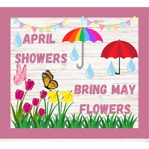 Tablón de anuncios de primavera imprimible, kit de tablón de anuncios de abril Tablón de anuncios de mayo, kit imprimible del tablón de anuncios del aula de primavera, boletín de primavera