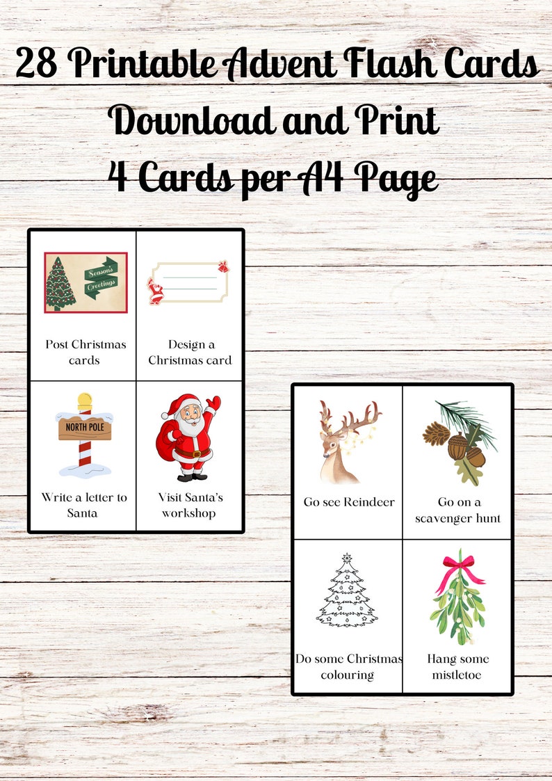 Advent Calender Flash Cards for Kids 28 Printable Advent Activity Advent Calender Flash Cards for Kids 28 Printable Advent Activity