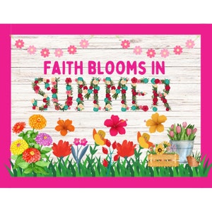 Summer Flower Bulletin Board Printable: Christian Growth Mindset (A4 PDF)