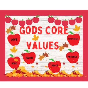 Christian Fall Bulletin Board Printable: Apple & God&#39;s Values (A4 PDF)