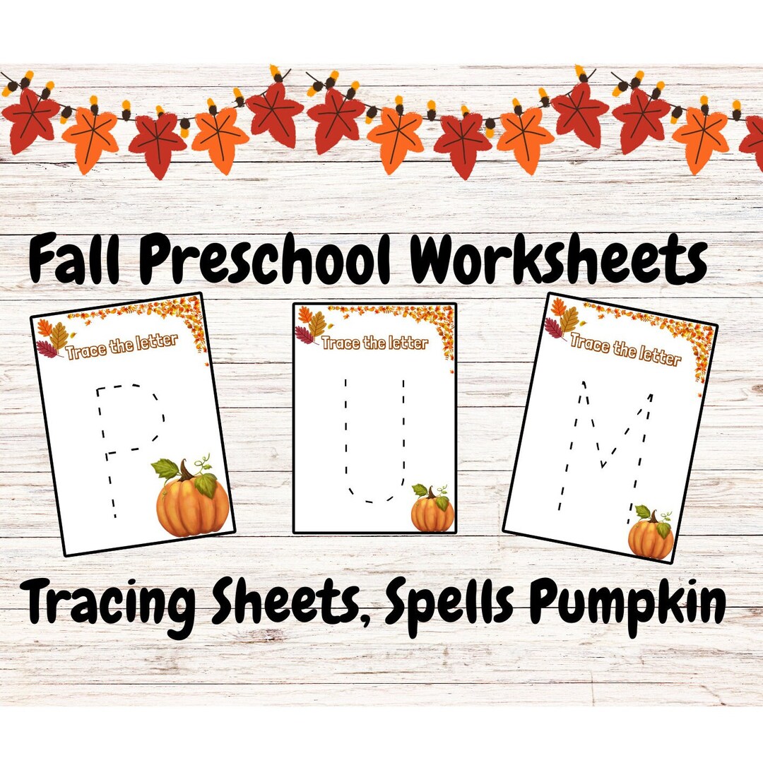 Fall Preschool Worksheets, Fall Lettering Tracing Worksheet, Fall