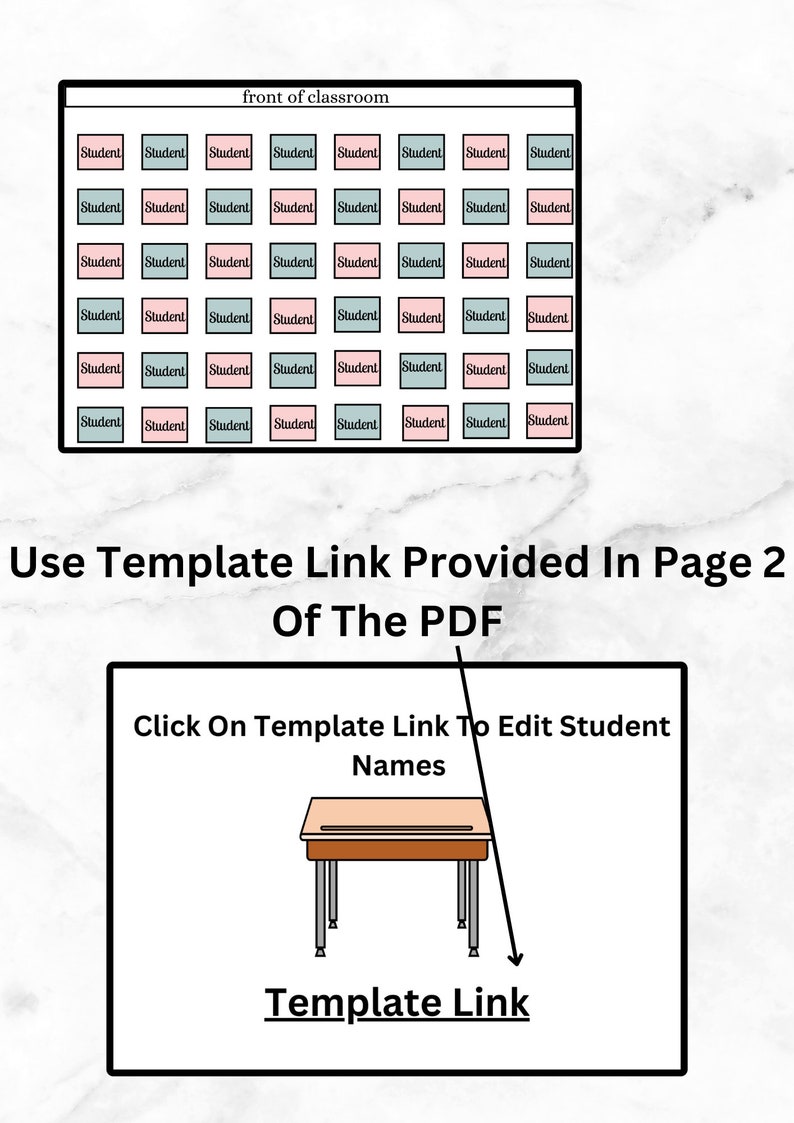 Classroom Seating Chart Template, Editable Seating Chart, Teacher