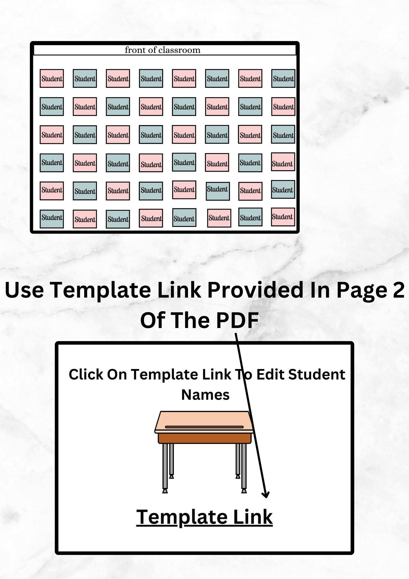 Classroom Seating Chart Template, Editable Seating Chart, Teacher