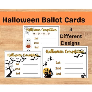 Halloween-Stimmkarten 3er-Set, druckbare Wahlkarten für Halloween-Konkurrenz, Halloween-Spiele für Jugendliche und Erwachsene, Halloween-Partydekoration