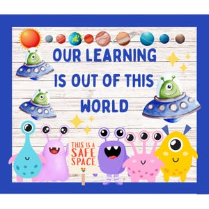 Alien Bulletin Board Printable, Space Bulletin Board, Outer Space Bulletin Board, Back To School Bulletin Board, Planet Bulletin Board