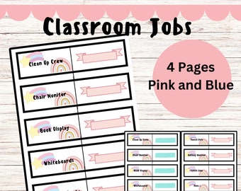 Tarjetas de tareas para el aula en tonos pastel: Responsabilidades estudiantiles editables (descarga digital)