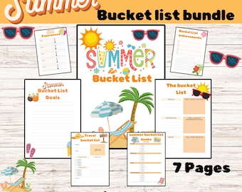 Summer Bucket List Printable, 7 Pages,  Summer Bucket List Planner, Family Bucket List Ideas, Summer Schedule, Summer Checklist, Bucket List