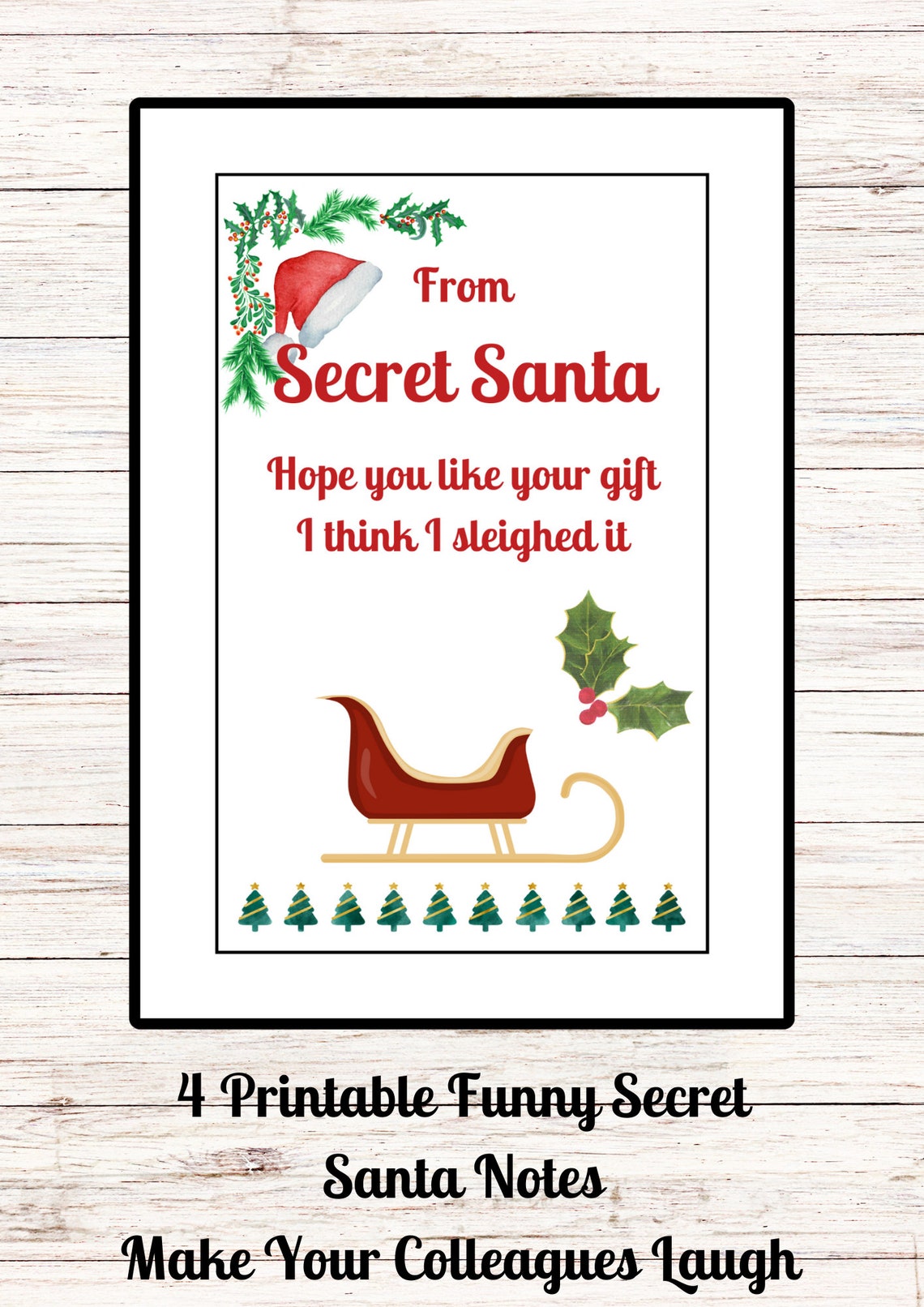 Secret Santa Notes, Funny Secret Santa Printable Notes, 4 Secret Santa Gift for Work Colleague