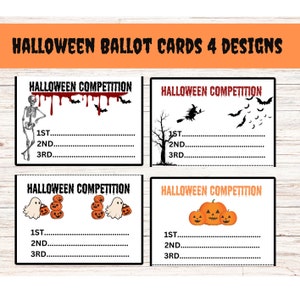Halloween Competition Ballot Cards: 4 Unique Designs (Printable PDF)