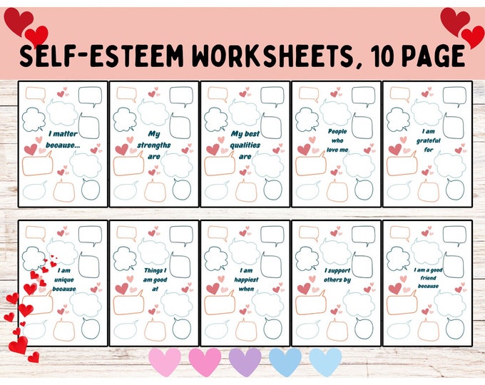 Self Esteem Worksheets for Kids, Teen Self Esteem, Teen Mental Health ...