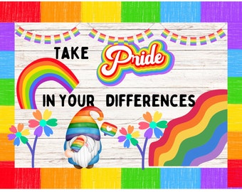 Pride Month Bulletin Board Printable, LGBTQ Bulletin Board, LGBT History Month Bulletin Board, Gay Pride Bulletin, Inclusive Classroom Board
