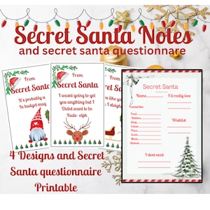 Funny Secret Santa Notes & Questionnaire: Printable Work Colleague Gift (Digital Download)