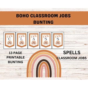Classroom Jobs Bulletin Board Bunting, Classroom Decor Printable, Teacher Gift, Teacher Resource, Bulletin Board Boarders, Bulletin Board