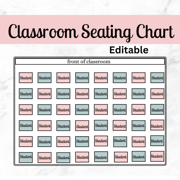 Classroom Seating Chart Template, Editable Seating Chart, Teacher Classroom Planner, Classroom Seating Planner Template, Classroom Organiser