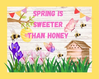 Bee Spring Bulletin Board Printable: Classroom Decor (A4 PDF)