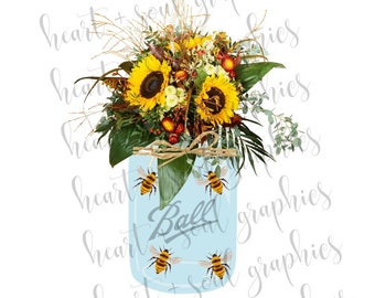 Sunflower And Bees Digital Download