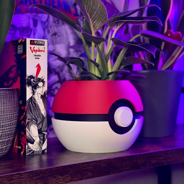 Pokemon Pflanzentopf in verschiedenen Größen | Pokeball Blumentopf | Anime Manga Japan & Gaming Deko | Geschenk für Einweihungsparty