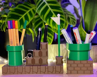 Super Mario Inspirierter Stifthalter für deinen Schreibtisch und als Organiser für Accessoires | Gaming Geschenk | Gaming Deko