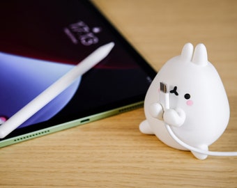 Support de câble Kawaii Bunny pour iPhone, iPad, smartphone | Accessoires de bureau | Anime mignon et décoration intérieure japonaise | Bureau et salle de jeux