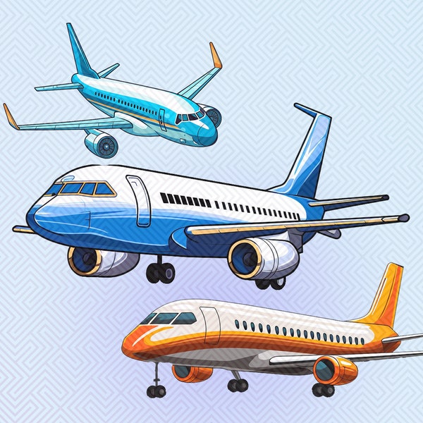 Planes Clipart, Cartoon Cliparts, Airplanes, Aeroplanes, PNG, PDF, Transparent Background, Airplane cartoon, Airplane comics, Jet Plane