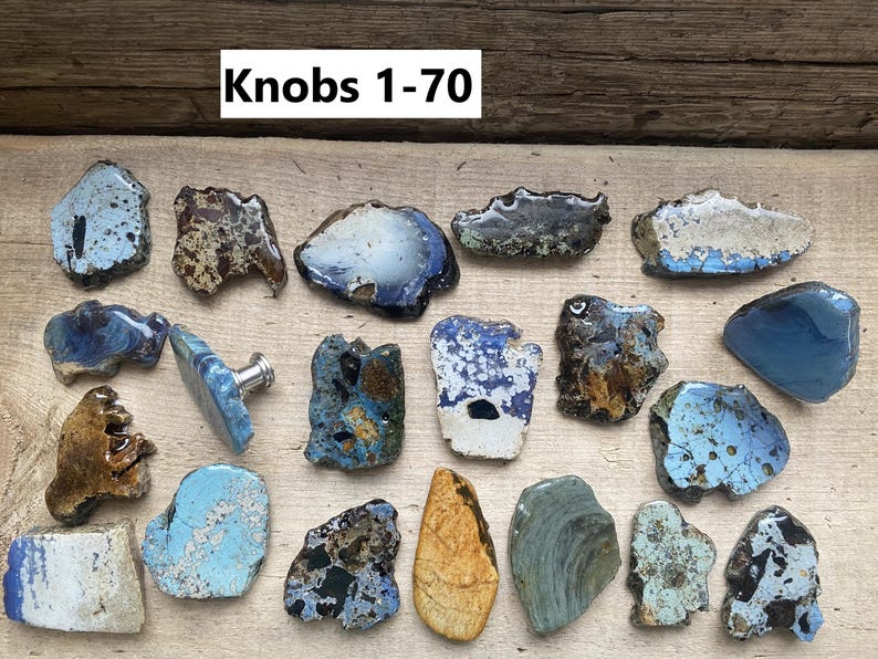 Boutons de cuisine uniques Boutons d'armoires Poignées de tiroir Poignées en pierre Poignées de tiroir Poignées de salle de bain Boutons nature Armoires de cuisine Boutons de poterie image 1