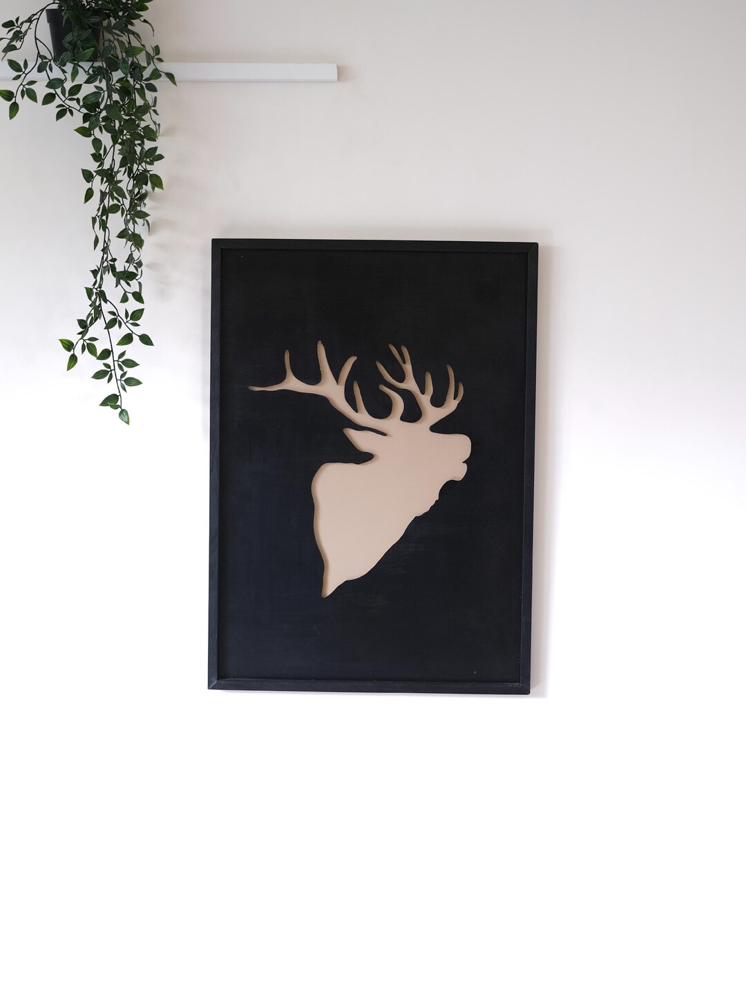 Wooden Deer Wall Hanging Black Deer Wall Hanging Stunning Wood Etsy