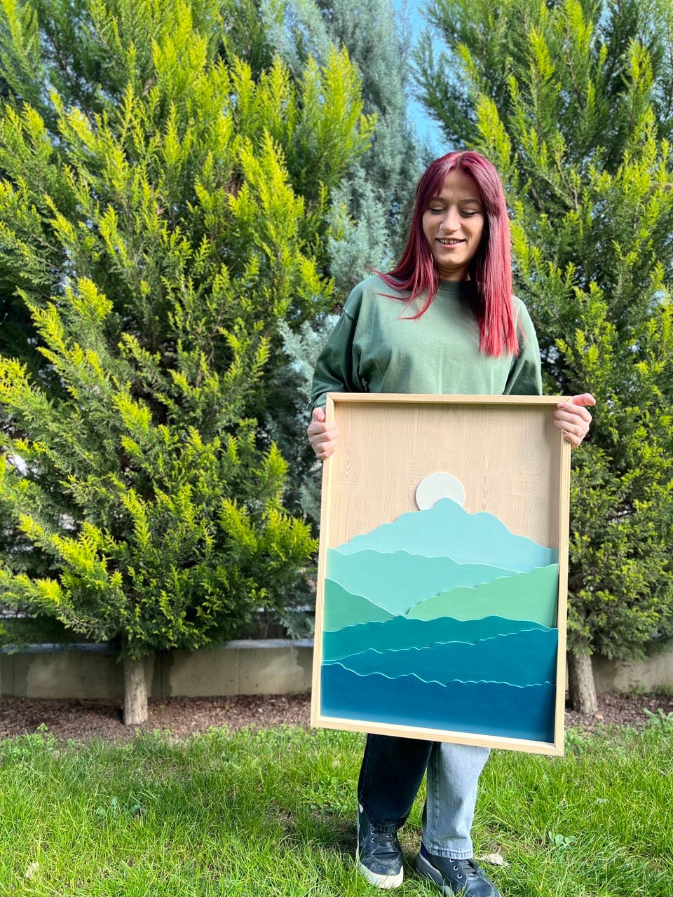 Handmade Three Dimensional Mountain Wall Art 3D Mountain Art Layered