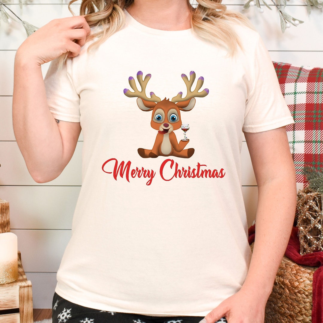Unisex Tipsy Reindeer Tshirt Christmas Drink Tshirt Etsy UK