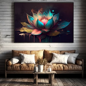 Illustration de fleur de lotus | Aquarelle pastel | Téléchargement numérique | Art mural