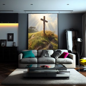 Rugged Cross on Hill | Christian Wall Art