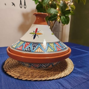 Handgemaakte aardewerk ovenpot kooktajine in turkooisblauw (12 inch diameter)