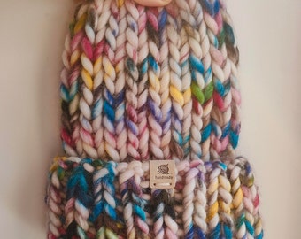 Cappello a maglia super grosso, diversi colori, 100% pura lana italiana o peruviana, fatto a mano con amore in Italia