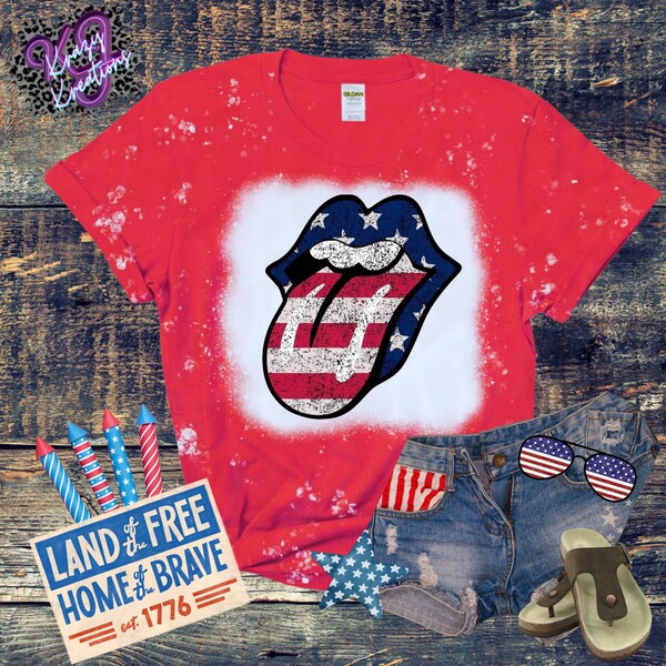 USA Rolling Tongue. Patriotic Rolling Tongue, Rolling Stone Tongue, Red & Blue Tongue, Stars. Stripes, Patriotic.