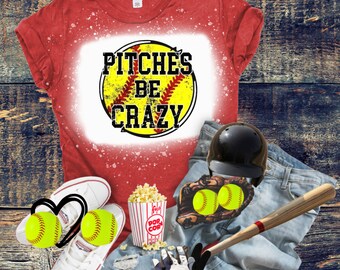 Pitches Be Crazy-Softball Baseball Shirt, Softball Shirt, Baseball Lovers Gift Shirt, Sports Shirt, Baseball Mama Gift Shirt,Sporty Mom Tee
