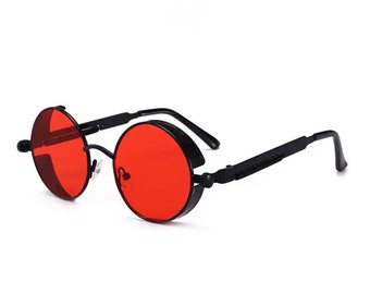 Vintage Retro Round Steampunk Sunglasses