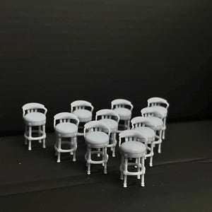 Vintage Bar Stools, 10 Pieces, O Scale 1:48 Grey Unpainted