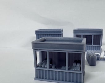 Kiosk, 3 PCS SET, HO Scale 1:87, Gray Unpainted