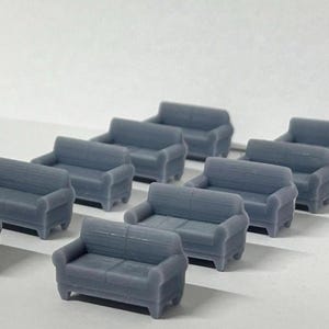 Gray Two Seater Sofa Set, 1:87 HO Scale Diorama