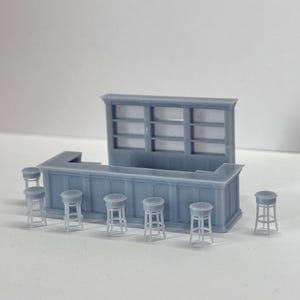 Vintage Bar For Pubs Restaurants Cafes , HO Scale 1:87 Grey Unpainted