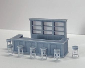 Vintage Bar For Pubs Restaurants Cafes , HO Scale 1:87 Grey Unpainted