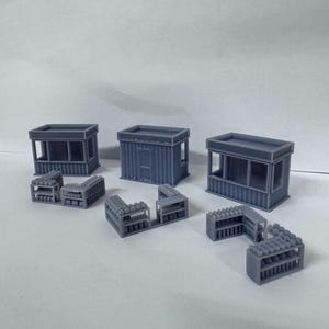 Kiosk, 3 PCS SET, HO Scale 1:87, Gray Unpainted