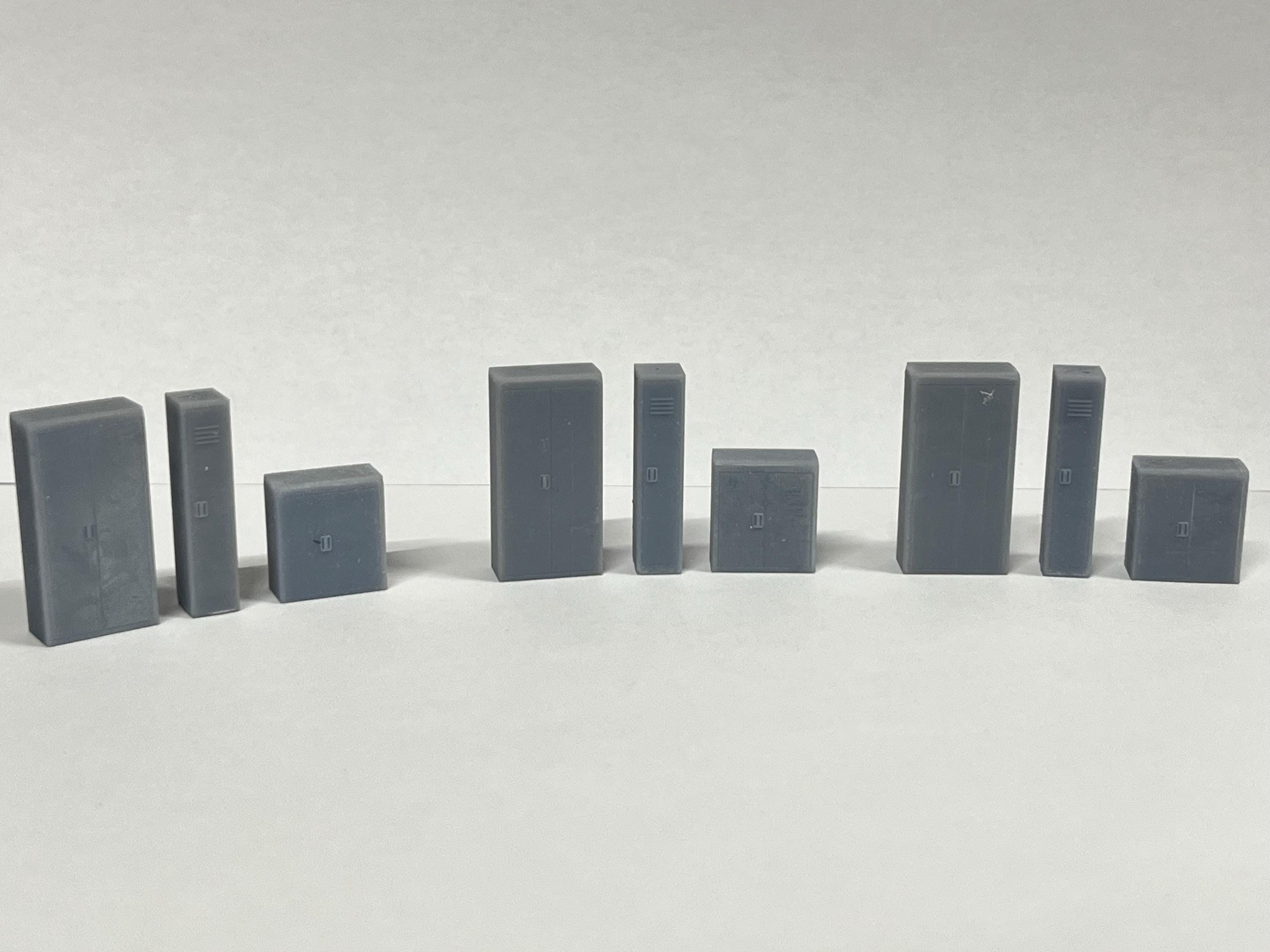 Metall Schrank SET, 9tlg, 1/87 HO, unlackiert