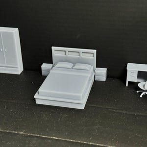 Complete Bedroom Set, Scale 1:48, Unpainted Gray