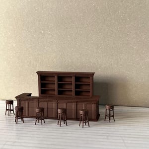 Vintage Bar For Pubs Restaurants Cafes , HO Scale 1:87, Brown Painted image 3