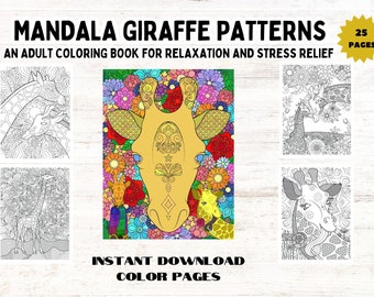 25 Pages Anti Stress Coloring Pages, Mandala Patterns, Adult Coloring Pages, Relaxing Designs, Animal Mandala, Mindfulness, PDF Download