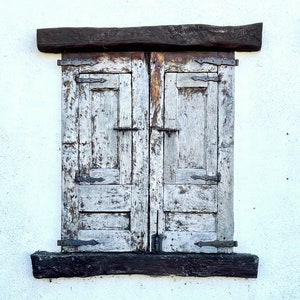 old wooden window shutters, abstract shutter, architectural shutter,  shutter art, wall hanging, home decor, Vintage shutters,