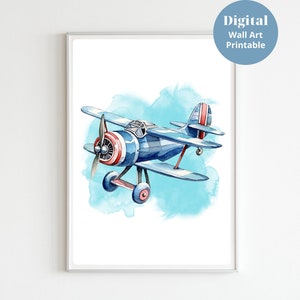 Plane Nursery Prints, Kids Airplane Wall Art, Boys Airplane Decor, Aviation Nursery Decor, Vintage Airplane Nursery Decor, Airplane Theme