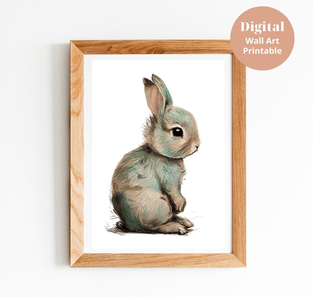 Printable Cute Baby Bunny Woodland Animal Print Bunny Nursery